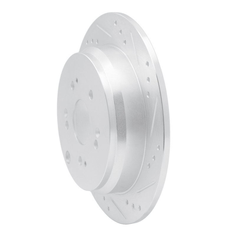 Acura RDX Brake Rotor (1) - Rear Right - R1 Concepts - Drilled & Slotted - Silver - `05-`18